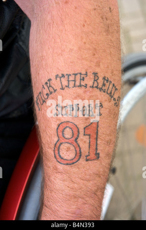 Niederlande Amsterdam Engel Platz Hells Angels tattoo Stockfoto