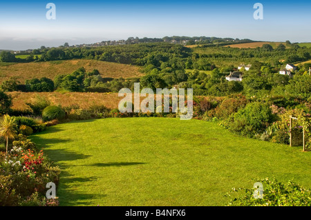 Blick über Berge und Landschaft Salcombe Devon England uk Stockfoto