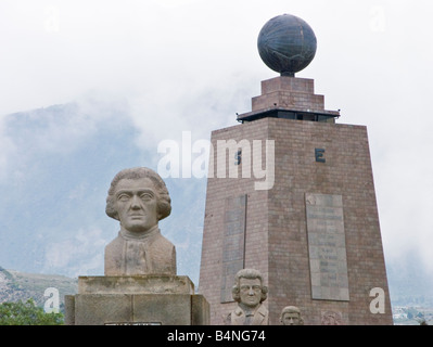 Denkmal der Mitte der Erde Äquator Linie Äquator Aequator QUITO ECUADOR Grenze gebunden Grenzlinie Hauptstadt Quito Ecuador Stockfoto
