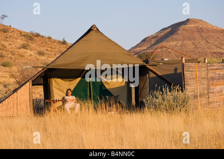 Safari Damara Land Namibia Afrika Wüste Zelt-camp Stockfoto