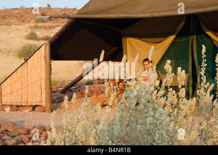 Safari Damara Land Namibia Afrika Wüste Zelt-camp Stockfoto