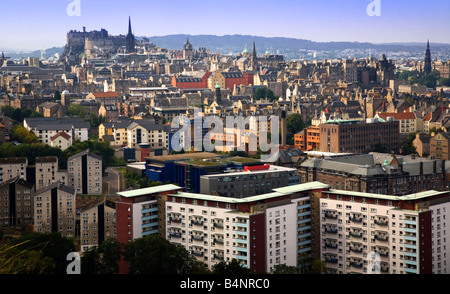 Die Stadt Edinburgh aus Salisbury Crags, Schottland. Stockfoto