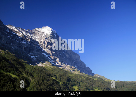 Die Nordwand des Eigers von Grindelwald, Jungfrau Region Südschweiz gesehen. Stockfoto