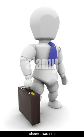 3D Rendern eines Geschäftsmannes mit einer Aktentasche Stockfoto