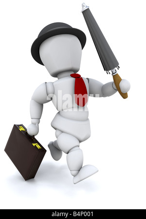 Laufenden Geschäftsmann in Melone Stockfoto