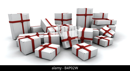 3D render aus einem Stapel von Geschenk-Boxen Stockfoto