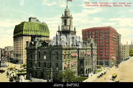 Alte Vintage American Bild topographische Postkarte von Detroit für nur zur redaktionellen Nutzung Stockfoto