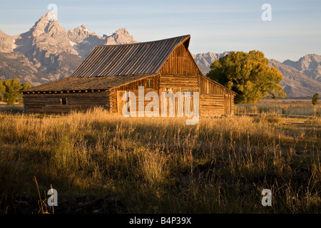 Mormon Scheune Mormone weiterfahren, aufgenommen im Grand Teton National Park in Wyoming in den Vereinigten Staaten von Amerika Stockfoto