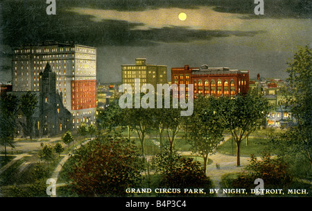 Alte Vintage American topographische Bild Postkarte von Detroit für nur zur redaktionellen Nutzung Stockfoto