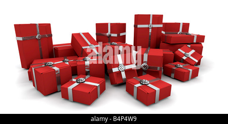 3D render aus einem Stapel von Geschenk-Boxen Stockfoto