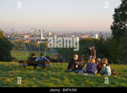 Blick vom Parliament Hill mit Blick auf die City of London Stockfoto