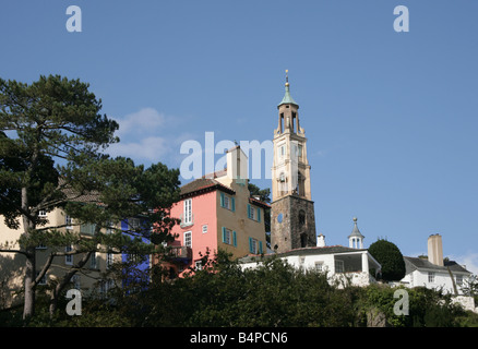 Portmeirion Urlaub Dorf Skyline von Wales Stockfoto