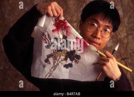 asiatische Maler Pinsel kreative Portrait männlich Stockfoto