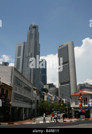 Singapur Straßenszene und Skyline von April 2008 Stockfoto