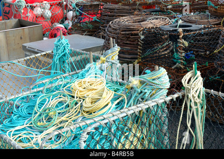 Ausrüstung auf dem Deck eines Fischereifahrzeugs Sullivans Cove Hobart Tasmanien Stockfoto
