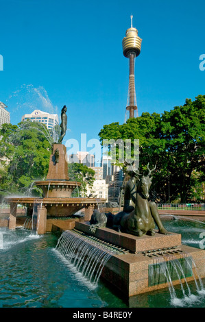 ARCHIBALD SPRINGBRUNNEN HYDE PARK SYDNEY NEW SOUTH WALES AUSTRALIEN Stockfoto