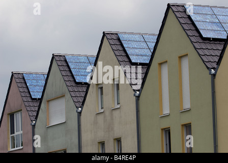 Solarenergie-Wohnsiedlung, Gelsenkirchen-Bismark, Nord Rhein Westfalen, Deutschland. Stockfoto