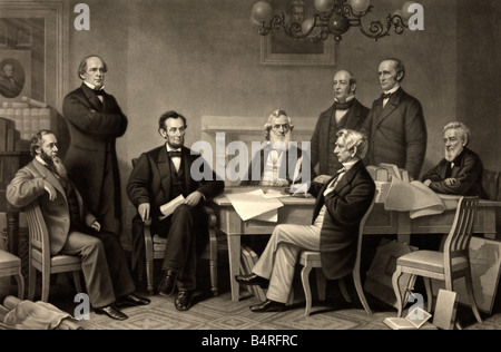 Die erste Lesung des die Emanzipations-Proklamation vor der Schrank - Präsident Abraham Lincoln Stockfoto