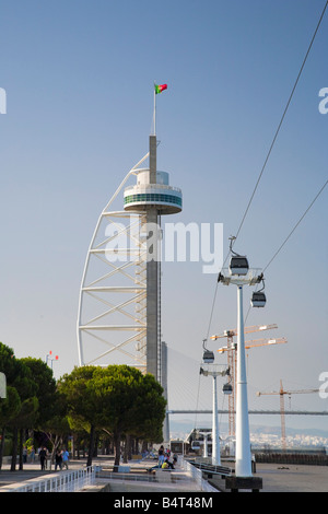 Parque Das Nacoes und Vasco de Gama Tower, Lissabon, Portugal Stockfoto