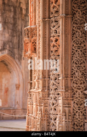 Carving-Details, unvollendeten Kapellen, Kloster von Santa Maria da Vitoria, Batalha, Estremadura, Portugal Stockfoto