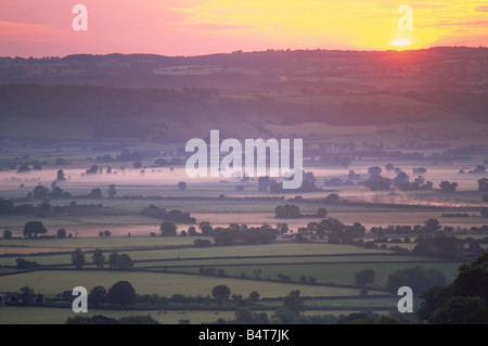 England, Somerset, Blick auf die Landschaft von Glastonbury Tor Stockfoto