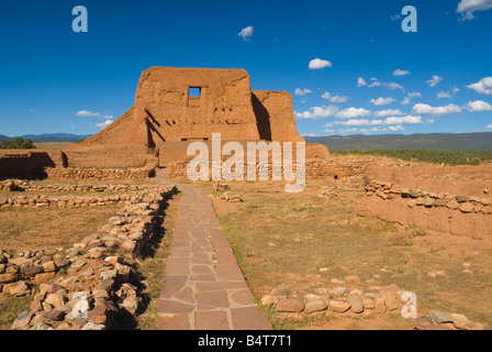 USA New Mexiko Pecos nationaler historischer Park verlassen Pueblo spanische Mission Nuestra Senora de Los Angeles de Porciúncula de los Stockfoto