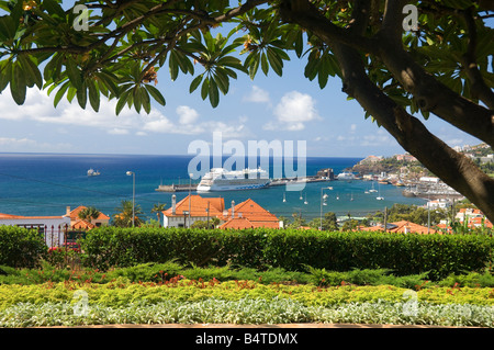 Blick auf das Kreuzfahrtschiff im Hafen im Sommer Funchal Madeira Portugal EU Europa Stockfoto