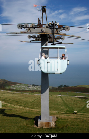 einzigen Seilbahn führt eine Unterstützung Säule für den great Orme Luftseilbahn Llandudno Conway Clwyd Nord-Wales uk Stockfoto