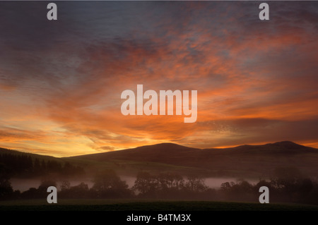 Sonnenaufgang über der Flotte Valley National Scenic Area, Dumfries & Galloway, Schottland Stockfoto