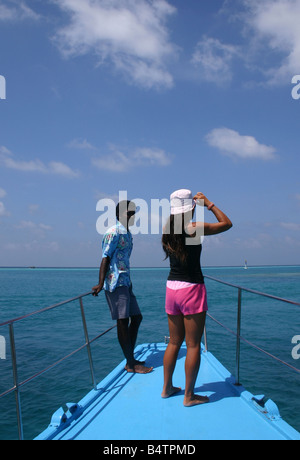 Urlaub auf einem maledivischen Insel am Club Mediteranee Stockfoto