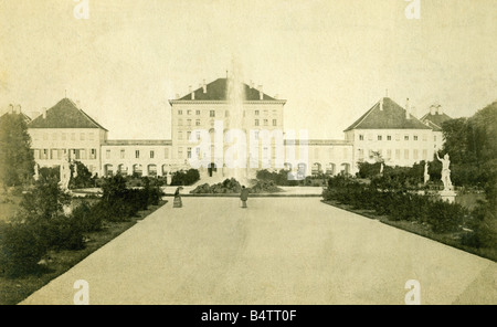 Geografie/Reisen, Deutschland, München, Schloss Nymphenburg, Außenansicht, 2. Hälfte des 19. Jahrhunderts, Stockfoto