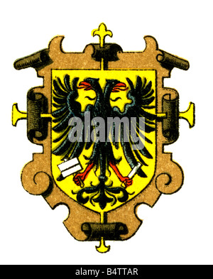Heraldik, Embleme, Zünfte, Gildenembleme, Handelszunft, Drucker, Gravur, ca. um 1880, Stockfoto