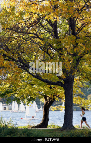 Herbsttag, der Esplanade, Boston, Massachusetts Stockfoto