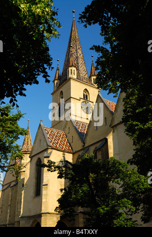 Evangelische Kathedrale am Piata Huet Sibiu Siebenbürgen Rumänien Stockfoto