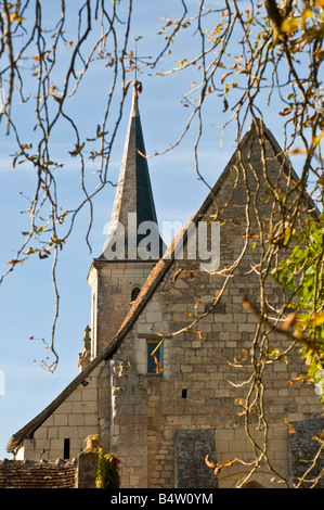 Boussay Kirchturm, Indre-et-Loire, Frankreich. Stockfoto