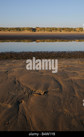 2 Meilen von Roggen ist der ausgezeichnete Camber Sands Strand einst die Fischer es ist jetzt bei Schwimmern beliebt und scharfkantigen Dünen Stockfoto