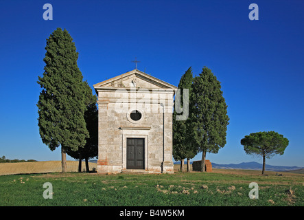 Kirche von Capella di Vitaleta in der Nähe von San Quirico d Orcia Kreta Toskana Italien Stockfoto