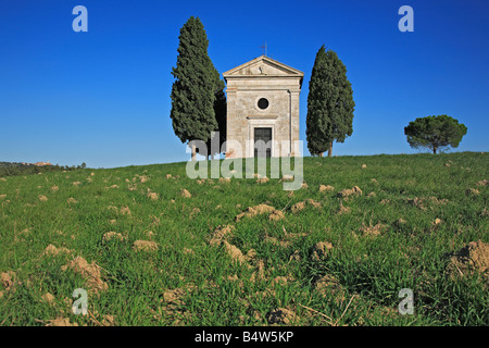 Kirche von Capella di Vitaleta in der Nähe von San Quirico d Orcia Kreta Toskana Italien Stockfoto