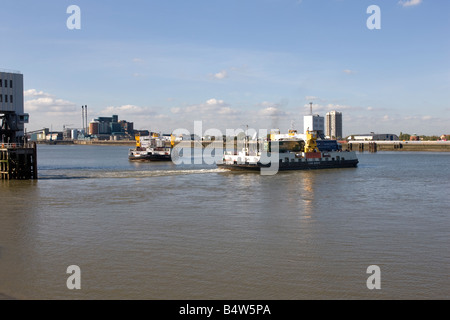 Die Woolwich Fähre Fluss Themse London Stockfoto