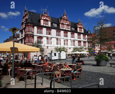 Markt-Quadrat und historischen Rathaus von Coburg Frankonia Bayern Deutschland Stockfoto