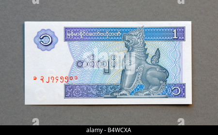 Myanmar 1 1 Kyat Banknote Stockfoto