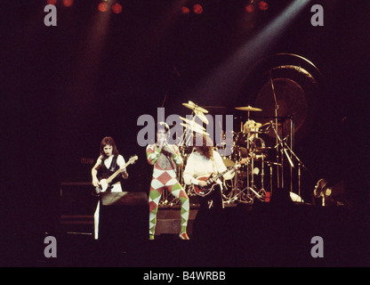 Queen-Rock Gruppe Freddie Mercury Brian kann John Deacon und Roger Taylor Queen Konzert der 1970er Jahre Freddie Mercury Stockfoto