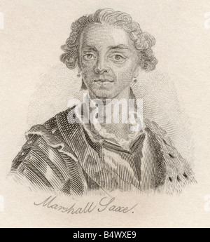 Hermann Maurice Saxe, Graf von Sachsen, 1696 - 1750. Marschall von Frankreich. Aus dem Buch Crabbs Historical Dictionary, veröffentlicht 1825. Stockfoto