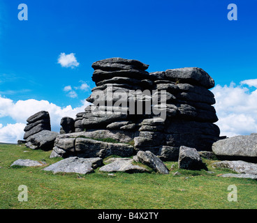 Combestone Tor im Dartmoor National Park in der Nähe von Hexworthy, Devon, England. Stockfoto