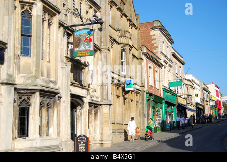 George & Pilgrims Hotel, High Street, Glastonbury, Somerset, England, Vereinigtes Königreich Stockfoto