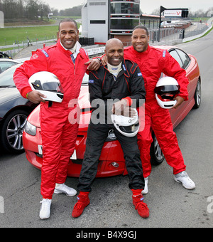 Treiber, einschließlich ex-Fußballer, probieren Sie aus für das erste Caribbeen-Racing-Team in Brands Hatch heute. Les Ferdinand, Luther Blissett und John Barnes.; 29. Januar 2007 Stockfoto