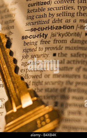 Definition von Sicherheit im Wörterbuch und Schlüssel Stockfoto
