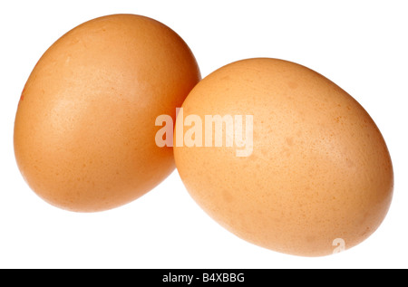 ZWEI BRAUNEN EIERN AUSSCHNEIDEN Stockfoto