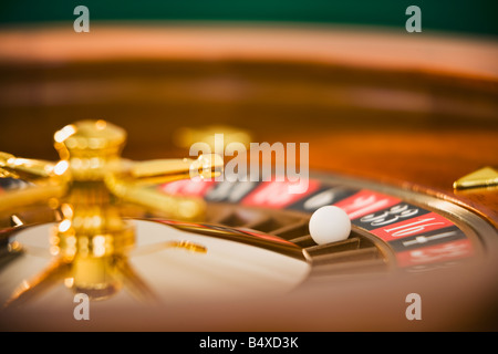 Nahaufnahme eines Roulette-Rad drehen Stockfoto