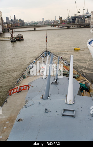 HMS Belfast vertäut das zweiten Weltkrieg Schlachtschiff auf der Themse im Zentrum von London Stockfoto